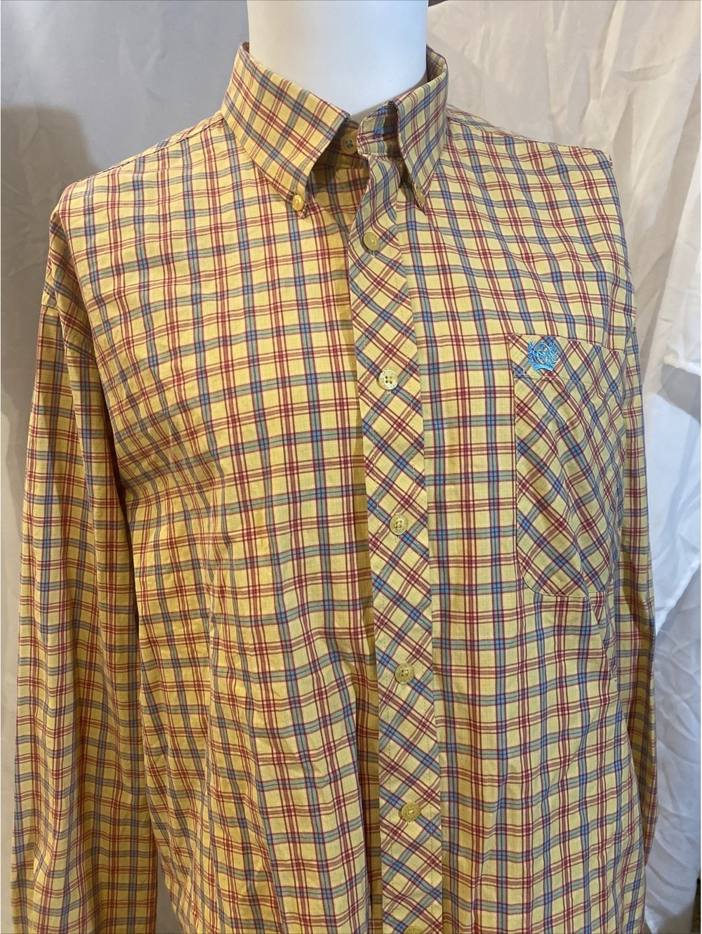 Cinch LS Shirt Size L Yellow Western Cowboy Men’s Button Down Dress Shirt